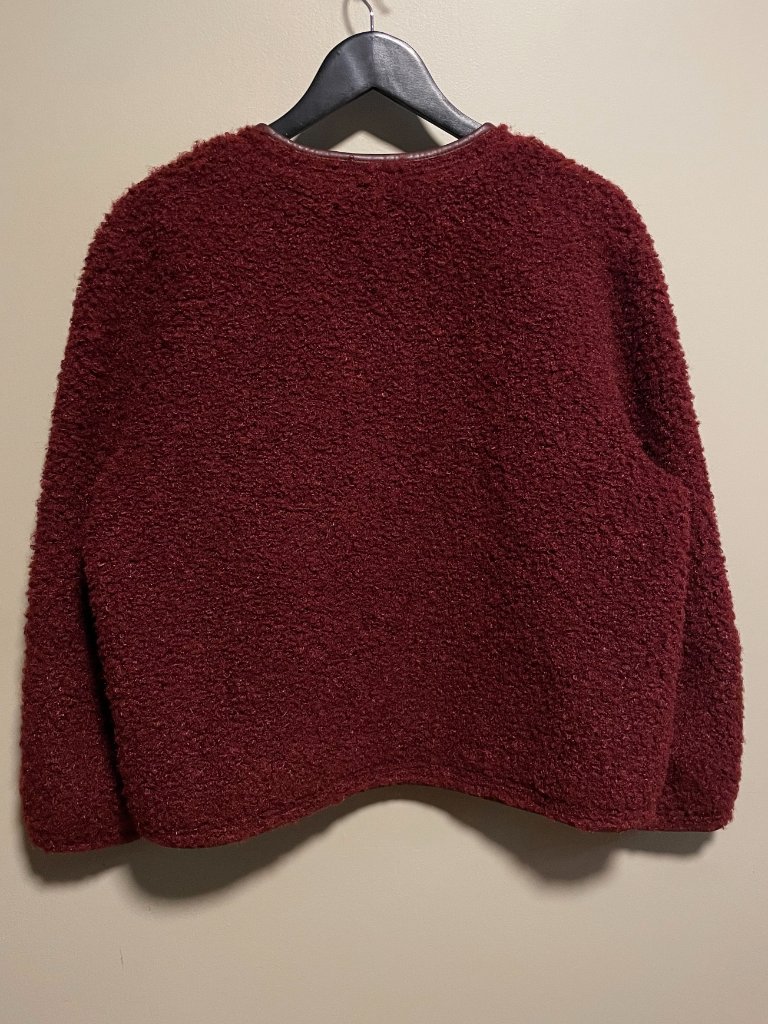 New Goelia Teddy Faux Fur Gold Button Jacket Burgundy Large — image 3 of 6